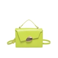 Minimalist lime green crossbody bag with asymmetric flap and pebble gold buckle - Green