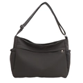 Grande borsa tote a tracolla in nylon grigio scuro con tracolla regolabile e tasca - Grigio