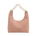 Borsa a mezzaluna rosa chic per donna con manico unico in perline trasparenti - Rosa
