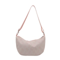 Minimalist light pink hobo shoulder bag with geometric stripes and silver hardware - Pink
