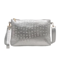 Silver crocodile embossed crossbody bag with detachable strap and wristlet handle - Silver Crocodile Pattern (5713366971522) / Silver