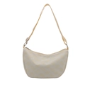 Beige crescent canvas shoulder bag with geometric stripe texture and adjustable strap - Yellow
