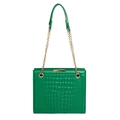 Borsa a tracolla verde con trama coccodrillo e catena dorata in stile retrò chic - Verde