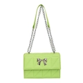 Chic quilted lime green crossbody bag with a metallic silver bow and chain strap - Green
