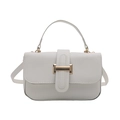 Sac bandoulière classique en similicuir blanc avec boucle dorée et poignée supérieure - Blanc