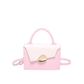 Borsa a tracolla in pelle rosa color-block con manico e fibbia dorata a ciottolo - Rosa (Blocco Rosa e Bianco)