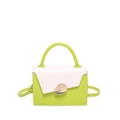 Sac bandoulière carré vert citron et blanc cassé avec boucle dorée géométrique - Vert (Bloc Vert et Blanc)