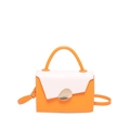 Sac bandoulière tendance en blocs de couleurs orange et blanc avec fermoir doré - Orange (Bloc Orange et Blanc)