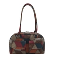 Schultertasche im Retro-Patchwork-Design mit zwei Griffen und Klapptaschen für Damen - Regenbogen