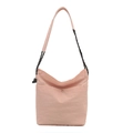 Grande borsa tote in tela rosa con tracolla in corda intrecciata bianca e nera - Rosa