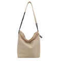 Borsa tote beige in tela capiente con tracolla in corda intrecciata bianca e nera - Cachi