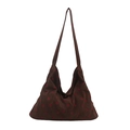 Sac fourre-tout en velours côtelé marron foncé avec motif fraise rouge rétro - Marron