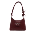 Borsa sottobraccio rosso scuro in vernice con fiocco argento e tracolla sottile - Rosso