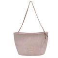 Pink trapezoid bucket bag in wrinkled faux leather with a golden chain shoulder strap - Pink