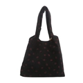 Bolso tote grande de pana negra con estampado de fresas para uso diario casual - Bolso Tote Estampado de Fresa / Negro