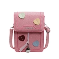 Borsa a tracolla alla moda in stile coreano con toppe a cuore e cinturino rosa - Rosa