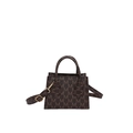 Brown monogram mini tote bag with repeating M-pattern and detachable shoulder strap - Brown