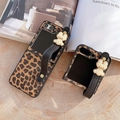 Leopard print folding phone case with wrist strap and bear charm for Z Flip 6 - vivo x flip