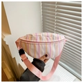 Marsupio in tela a righe colorate per donna con tracolla rosa e chiusura a zip per il tempo libero - Rosa