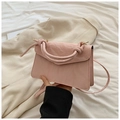 Pink patent leather mini handbag with knotted handle and crossbody strap for women - Pink