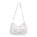 Sac sous le bras en cuir PU blanc avec nœud décoratif et design plissé chic - Blanc