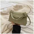 Light green patent leather square handbag with knotted handle and shoulder strap - Green