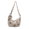 Sac à bandoulière vintage en velours côtelé blanc cassé avec motif floral et petit porte-monnaie - Orange
