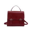 Zaino vintage bordeaux in pelle PU con fibbie decorative e manico superiore donna - Rosso