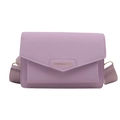 Chic lavender purple crossbody square bag with envelope flap and wide fabric strap - Purple