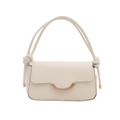 Chic ivory square crossbody bag featuring a minimalist gold metallic arc clasp - White