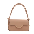 Minimalist beige crossbody bag with golden U-shaped buckle and knotted strap details - Khaki
