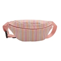 Sac de poitrine en toile à rayures rose et orange avec sangle réglable et boucle - Rose