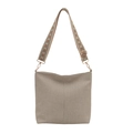 Light beige woven bucket bag with colorful ethnic pattern wide adjustable shoulder strap - Gray