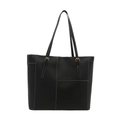 Borsa a tracolla quadrata nera classica con cuciture bianche e fibbie dorate - Nero