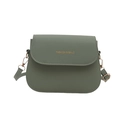 Modern green minimalist saddle bag with gold lettering and adjustable shoulder strap - Green