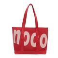 Grande borsa tote rossa elegante con scritta noco bianca e ampi manici alla moda - Rosso