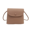 Minimalistische Morandi roze PU-leren schoudertas met gouden modeletters detail - Khaki