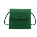 Minimalistische groene crossbody emmer tas met gouden tekst en gebogen flap - Groen