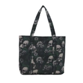 Grote oxford draagtas met schedel- en bloemenprint voor zomerse schoudertas dames - Groen