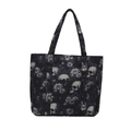 Stijlvolle tote bag voor dames met schedel- en bloemenprint en dubbele handvaten - Blauw