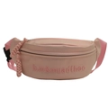 Pink sporty waist bag with embroidered letters and adjustable strap for women - Pink