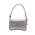 Silver metallic shoulder bag featuring a sleek bow detail and knotted strap design - Silver
