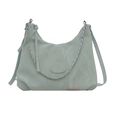 Fashionable mint green pleated shoulder bag with silver chain and marble texture PU leather - Without Ornament / Green