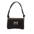 Deep coffee brown shoulder bag with silver bow accent and thick knotted strap - Brown