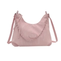 Pink large capacity casual crossbody bag with chain strap and soft textured leather - Without Ornament / Pink