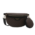 Vintage brown monogram waist bag with mini round pouch and adjustable black strap - Black