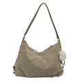 Borsa tote verde oliva con trama stropicciata e decoro a ciondolo a nuvola - Verde con Pendente
