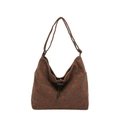 Sac à bandoulière en velours côtelé marron avec imprimé fraise et bandoulière réglable - Marron