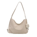 Large cream hobo backpack in textured faux leather with adjustable strap and cloud charm - White with Pendant