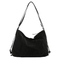 Minimalist large black tote bag in pleated soft texture with adjustable strap - Black Without Charm